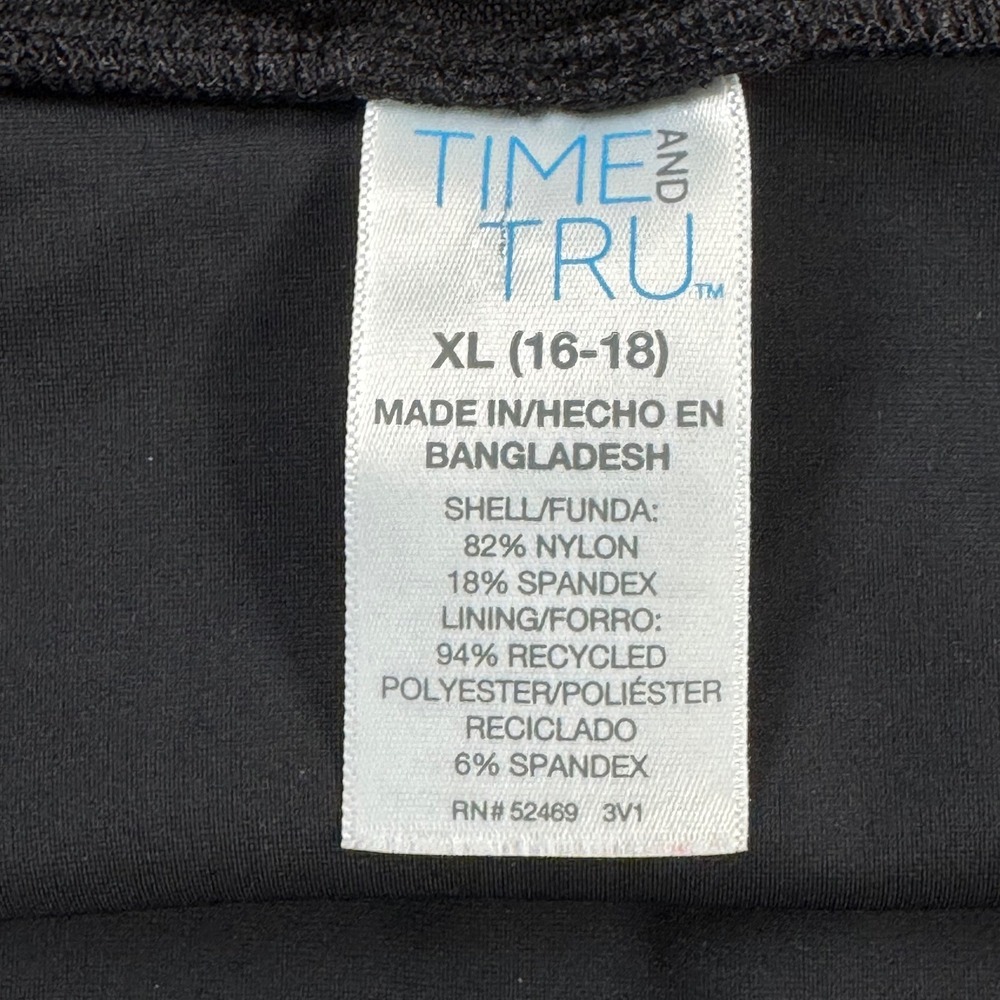 Time and Tru Women's Size XL 16/18 Black Ruched Side Drawstring Swim Skirt - Picture 4 of 7